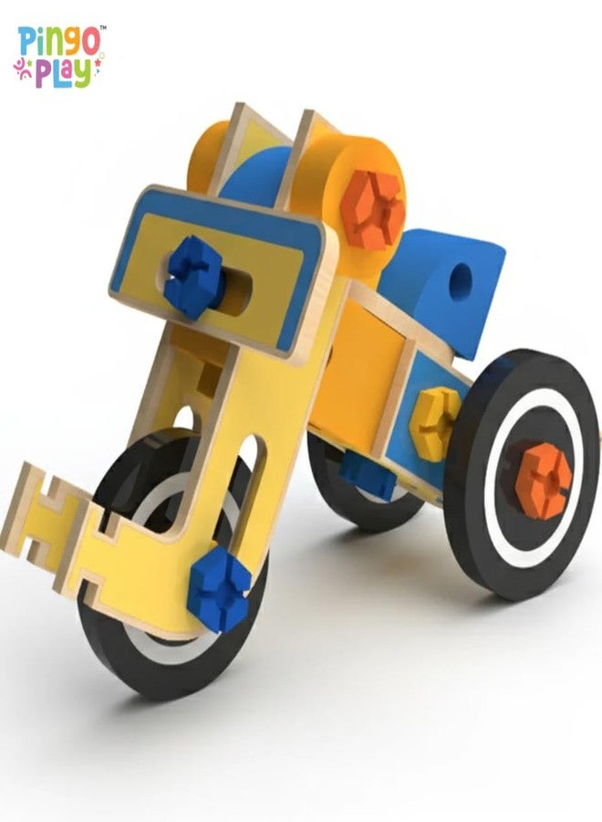 Pingo Play Premium Wooden Race Car Construction Toy for Kids 3+ | Build & Play Vehicle Set with Nuts, Bolts & Tool | Montessori Educational Wooden Toy (48 Pieces) - Image 4